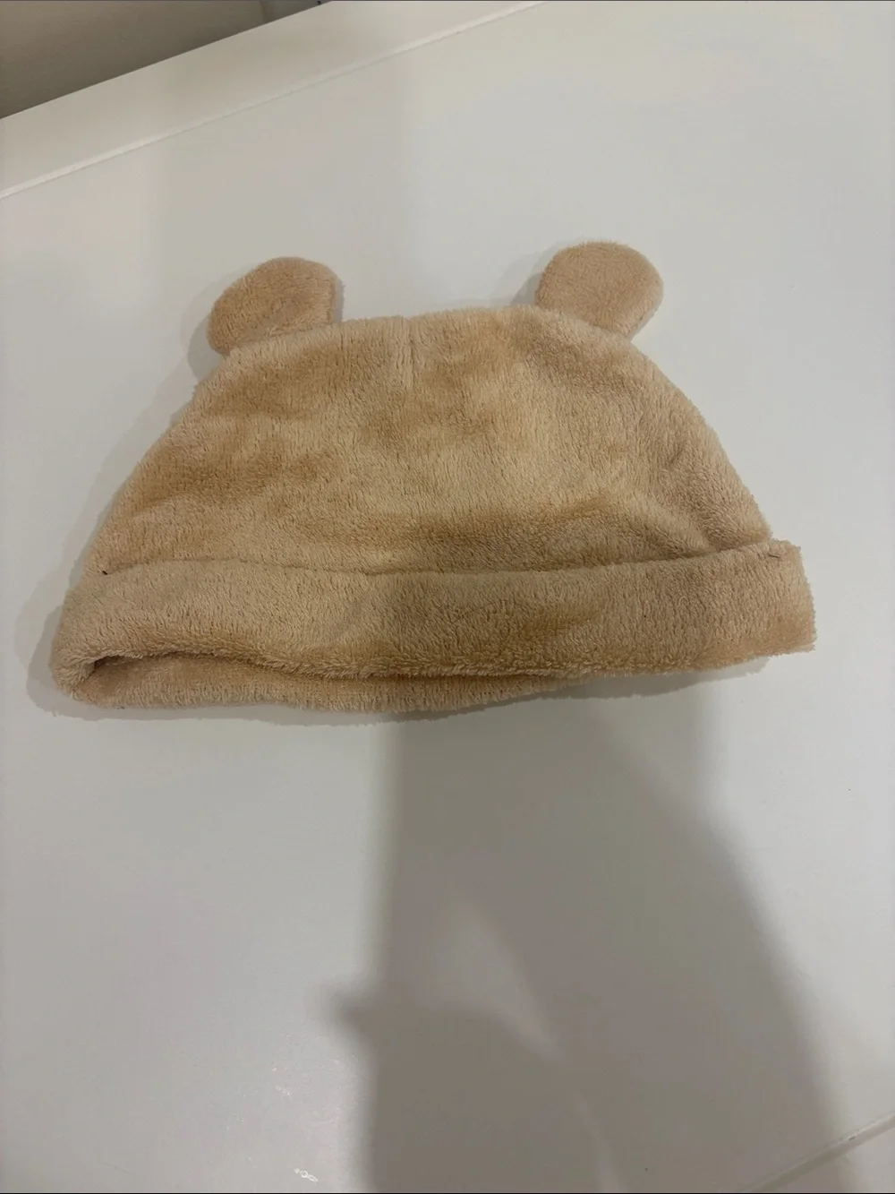 Kids Plush Bear Ear Beanie Hat - Tan